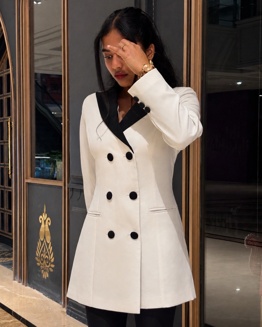 White Signature Blazer Dress